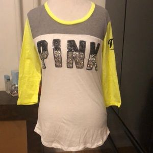 Pink Victoria’s Secret baseball type shirt